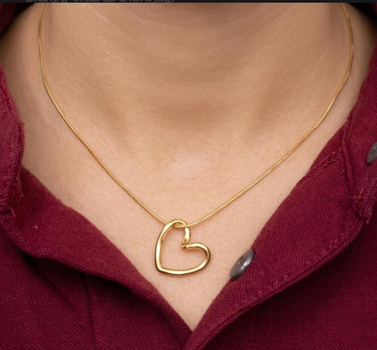 Waterproof 18K Gold PVD Plated Double Layered Heart Necklace - Hypoallergenic & Anti-Tarnish